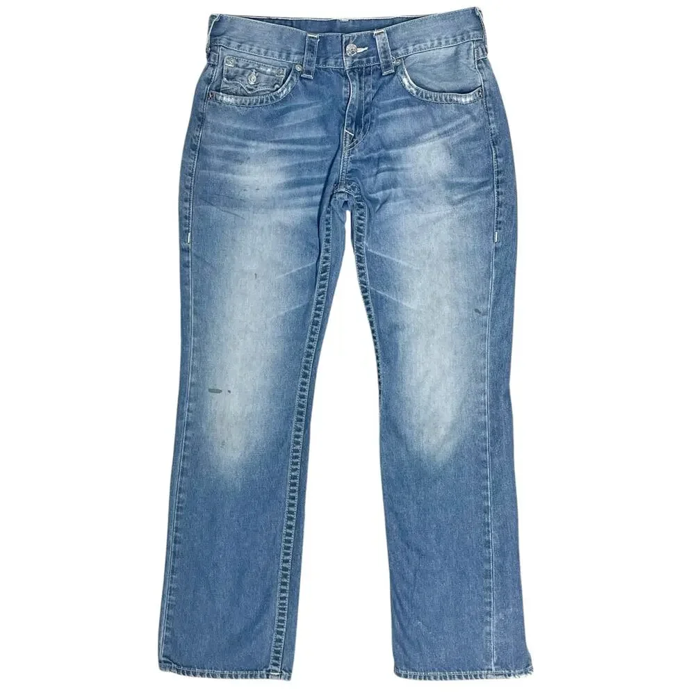 TRUE RELIGION Men's Basic Straight WFLPS Natural Faded Medium Wash Jeans 32X32